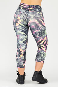 Legging Crazy Print - Amni, Black and Pink Thunder