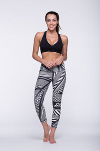 Legging Crazy Print - Amni, Black and White Tribal