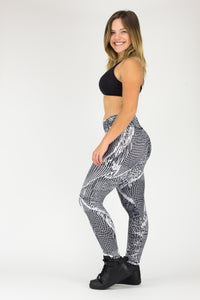 Legging Full Length Crazy Print - Amni, Black and White Web