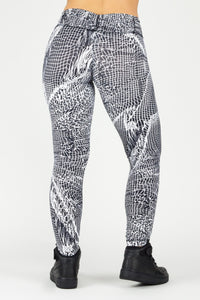 Legging Full Length Crazy Print - Amni, Black and White Web