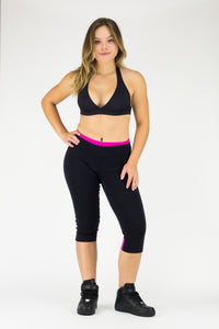 Legging Under Knee Vitoria Regia - Supplex, Black and Pink