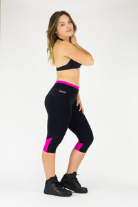 Legging Under Knee Vitoria Regia - Supplex, Black and Pink