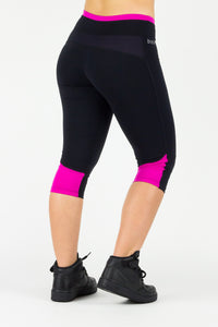 Legging Under Knee Vitoria Regia - Supplex, Black and Pink