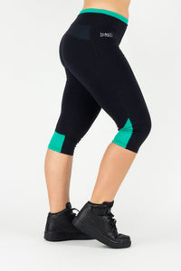 Legging Under Knee Vitoria Regia - Supplex, Black and Turquoise