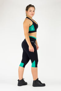 Legging Under Knee Vitoria Regia - Supplex, Black and Turquoise