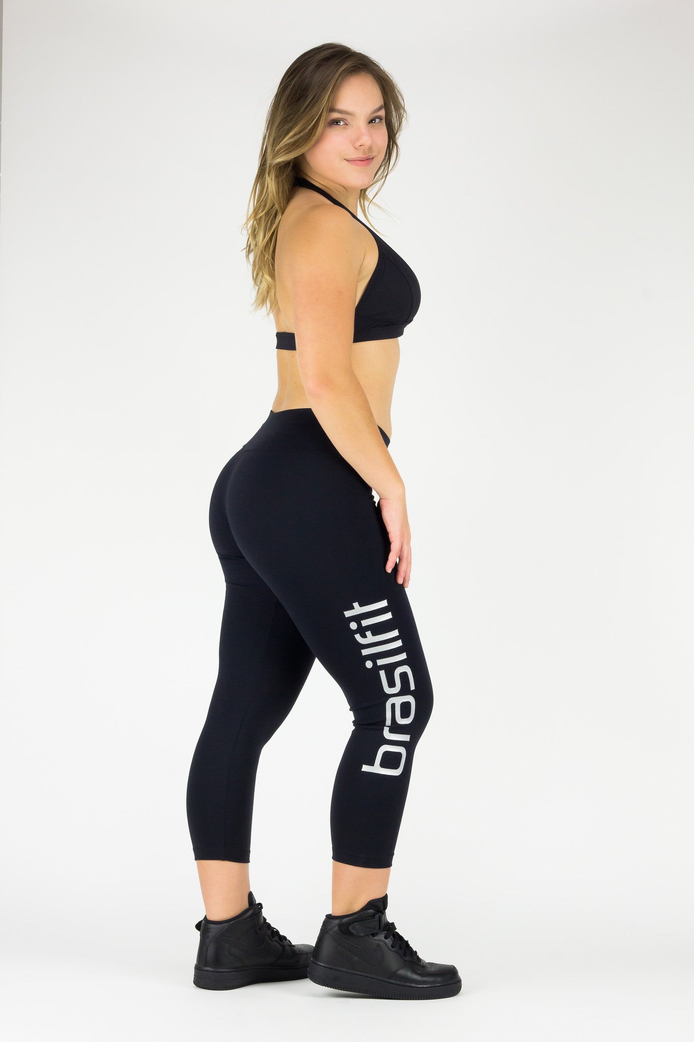 Legging Calore - Supplex, Black and Silver