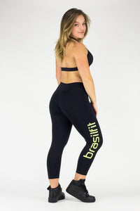 Legging Calore - Supplex, Black and Citrus