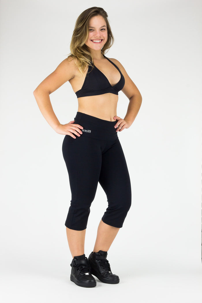 Legging Capri Rollover - Supplex, Black